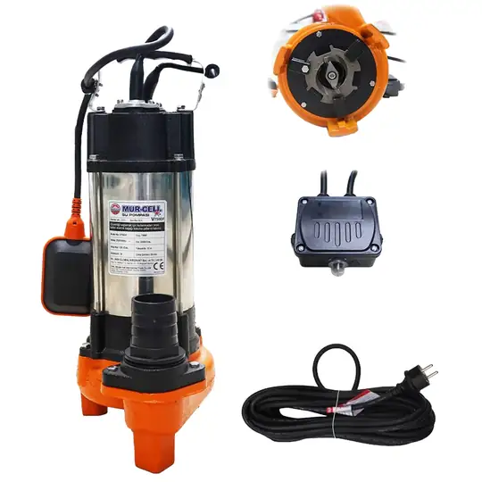 Parçalayıcı Bıçaklı Kirli Su Foseptik Dalgıç Pompası 750W Öğütücülü Logar Atık Su Tahliye Pompası 2 İnç 230 L/Dk Debi 3200 Rpm