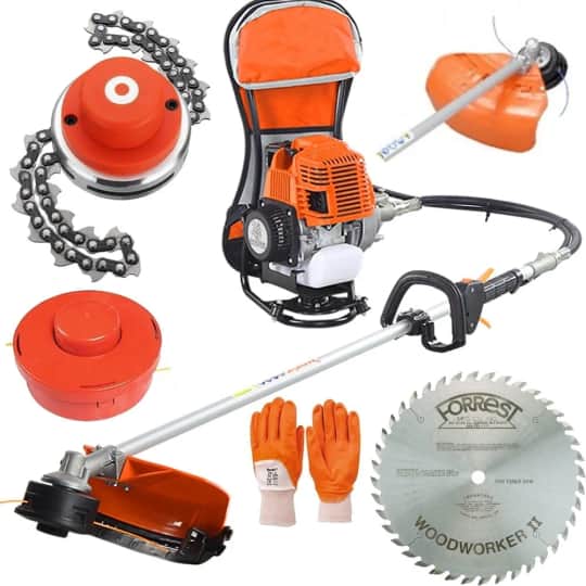 Benzinli Sırt Tırpan Motoru 52 cc Motorlu Ot Çim Biçme Makinesi 3.5 HP Güçlü Sırt Askılı Yan Tırpan Misina Başlıklı Metal Bıçaklı Set