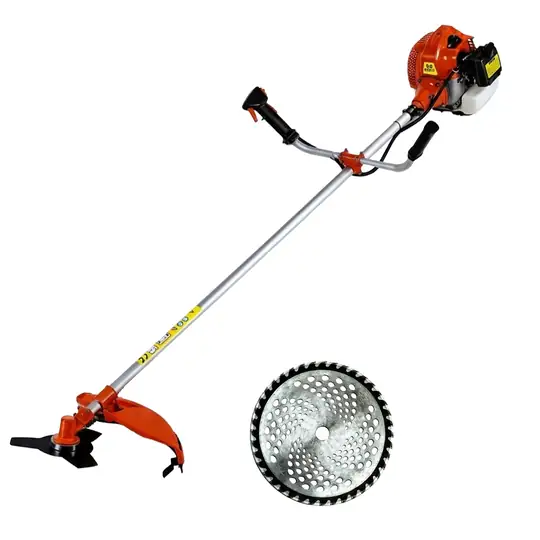Benzinli Yandan Tırpan Motoru 52 cc Motorlu Ot Çim Biçme Makinesi 3 HP Güçlü Yandan Askılı Tırpan Misina Başlıklı Metal Bıçaklı Set