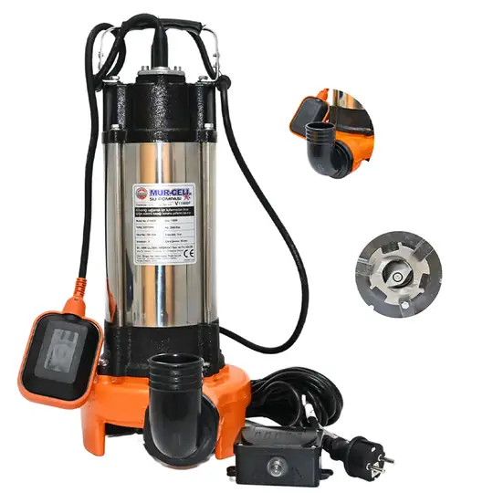 Bıçaklı Öğütücü Kirli Su Tahliye Pompası 750W Dalgıç Pompa 3200 Rpm Motor Hızı 2 İnç 50 mm Çıkış Çapı 10 Metre Basma Yüksekliği